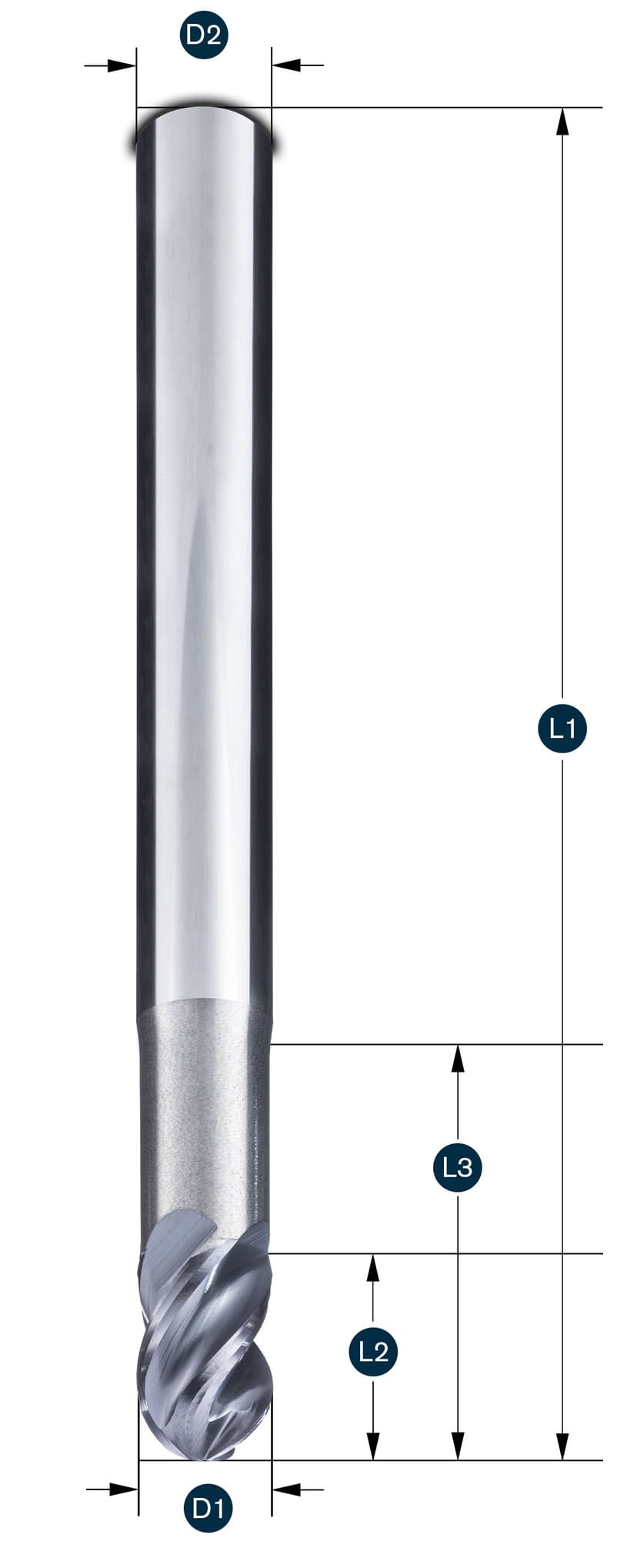 HSC-Kugelfräser Z4 zur Hartbearbeitung bis 72 HRC