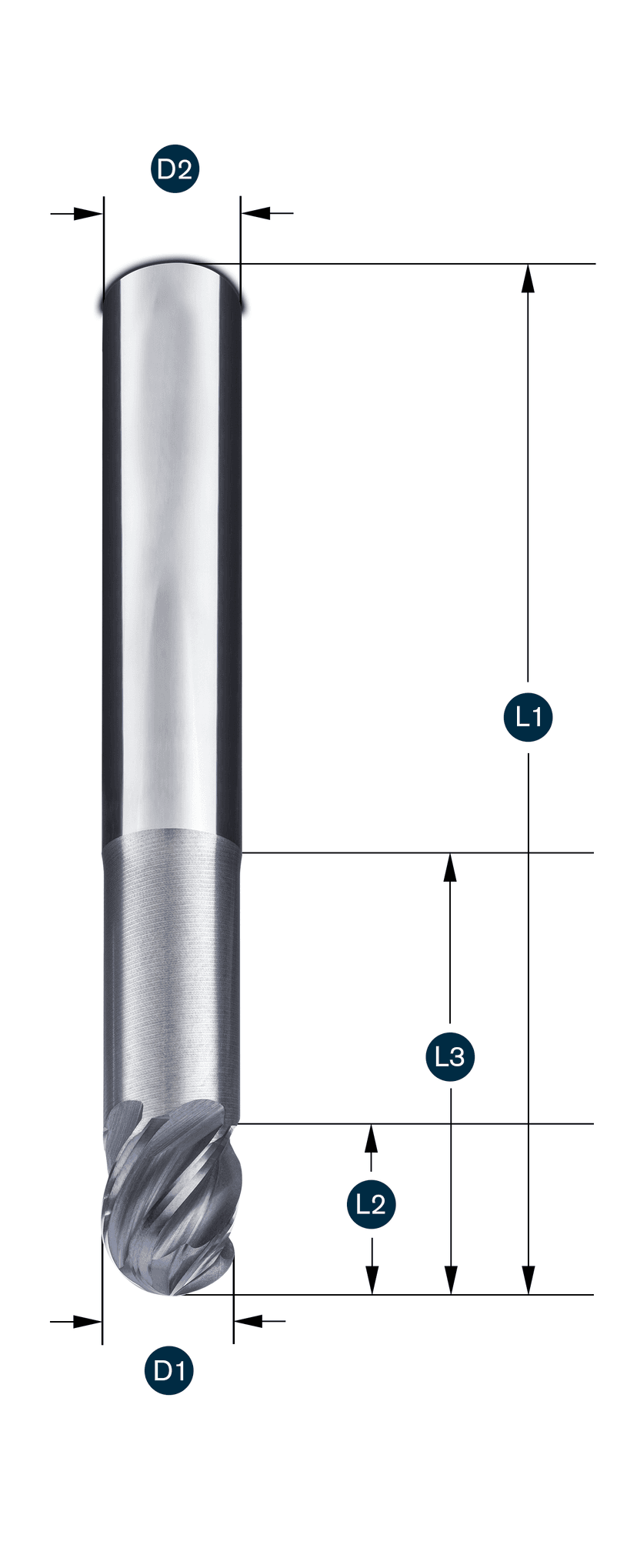 HSC-Kugelfräser Z5 zur Hartbearbeitung bis 72 HRC